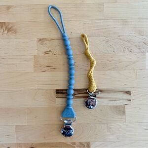 2 Pacifier Clips - Itzy Ritzy Beaded Sweetie Strap Silicone & Petit Tot Braided